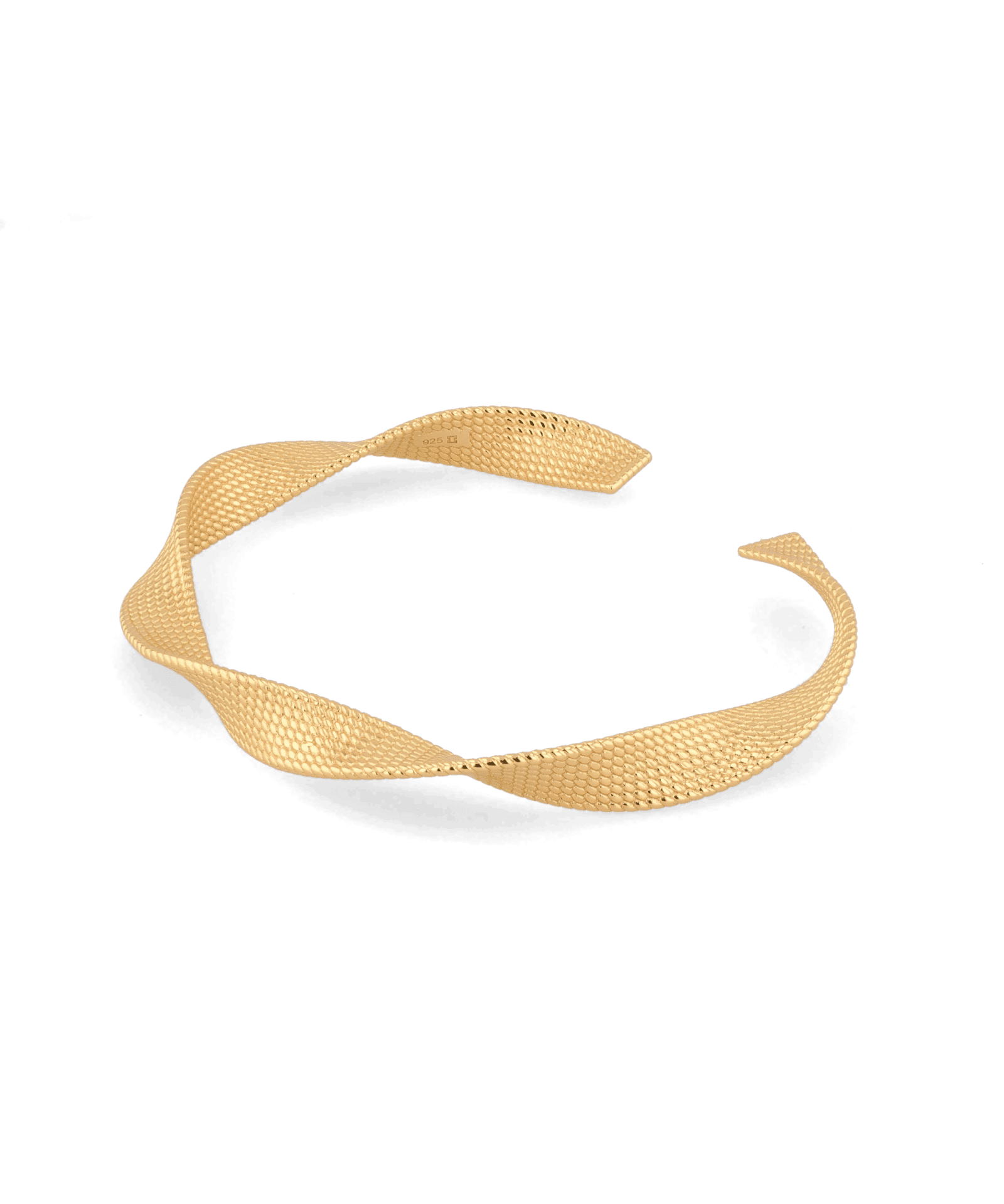 Disco Mesh Gold Cuff Bracelet by Lavana, twisty mesh surface with polished finish - 1