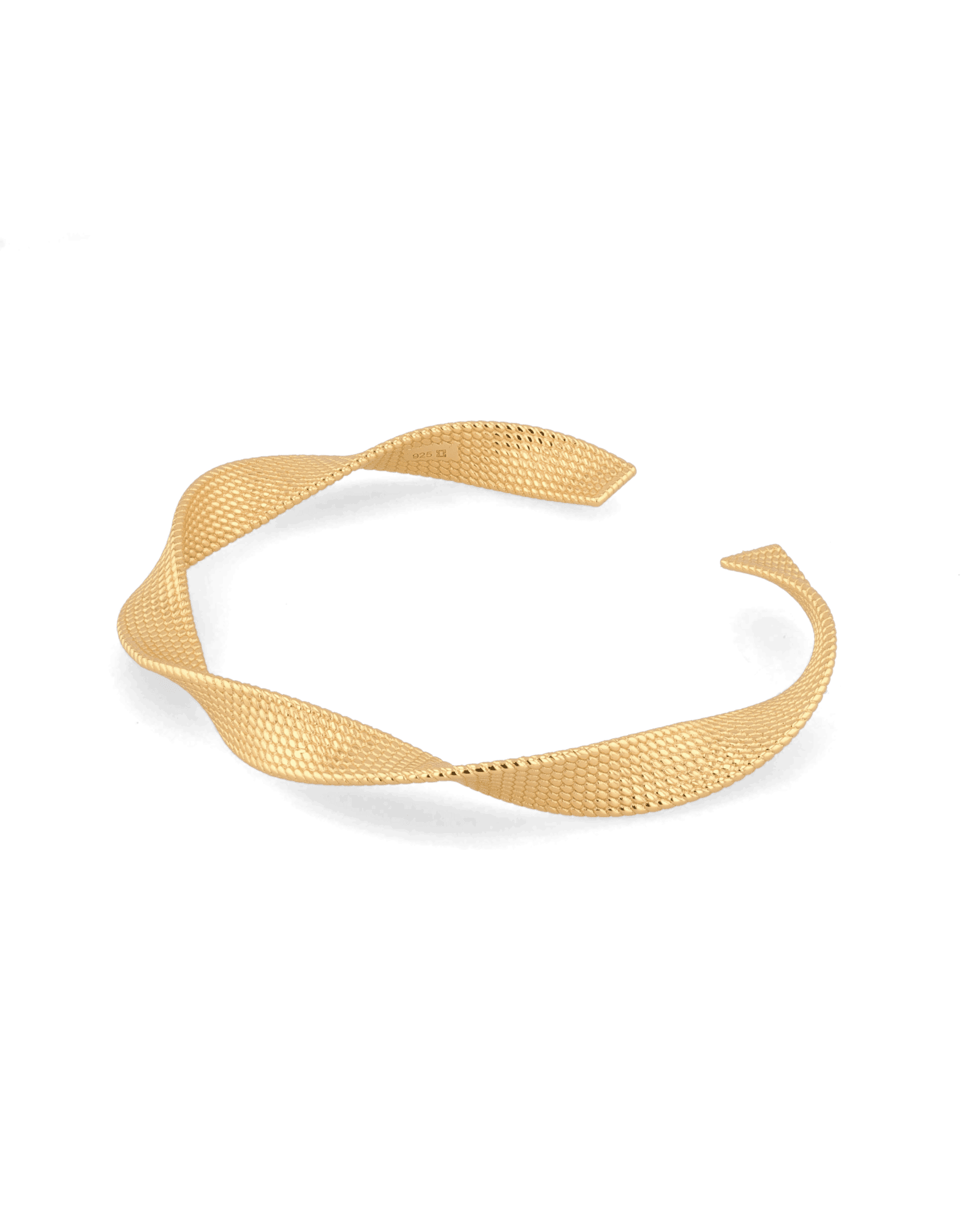 Disco Mesh Gold Cuff Bracelet by Lavana, twisty mesh surface with polished finish - 1
