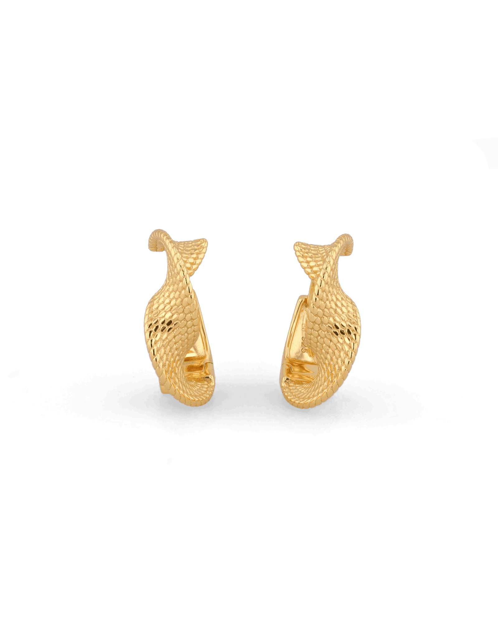 Disco Mesh Gold Hoop Earrings by LAVANA, Twisty mesh texture with polished shine