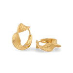Disco Mesh Gold Hoop Earrings by LAVANA, Twisty mesh texture with polished shine