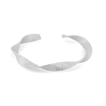 Disco Mesh Silver Cuff Bracelet by Lavana, mesh twist texture with polished cool gloss - 2