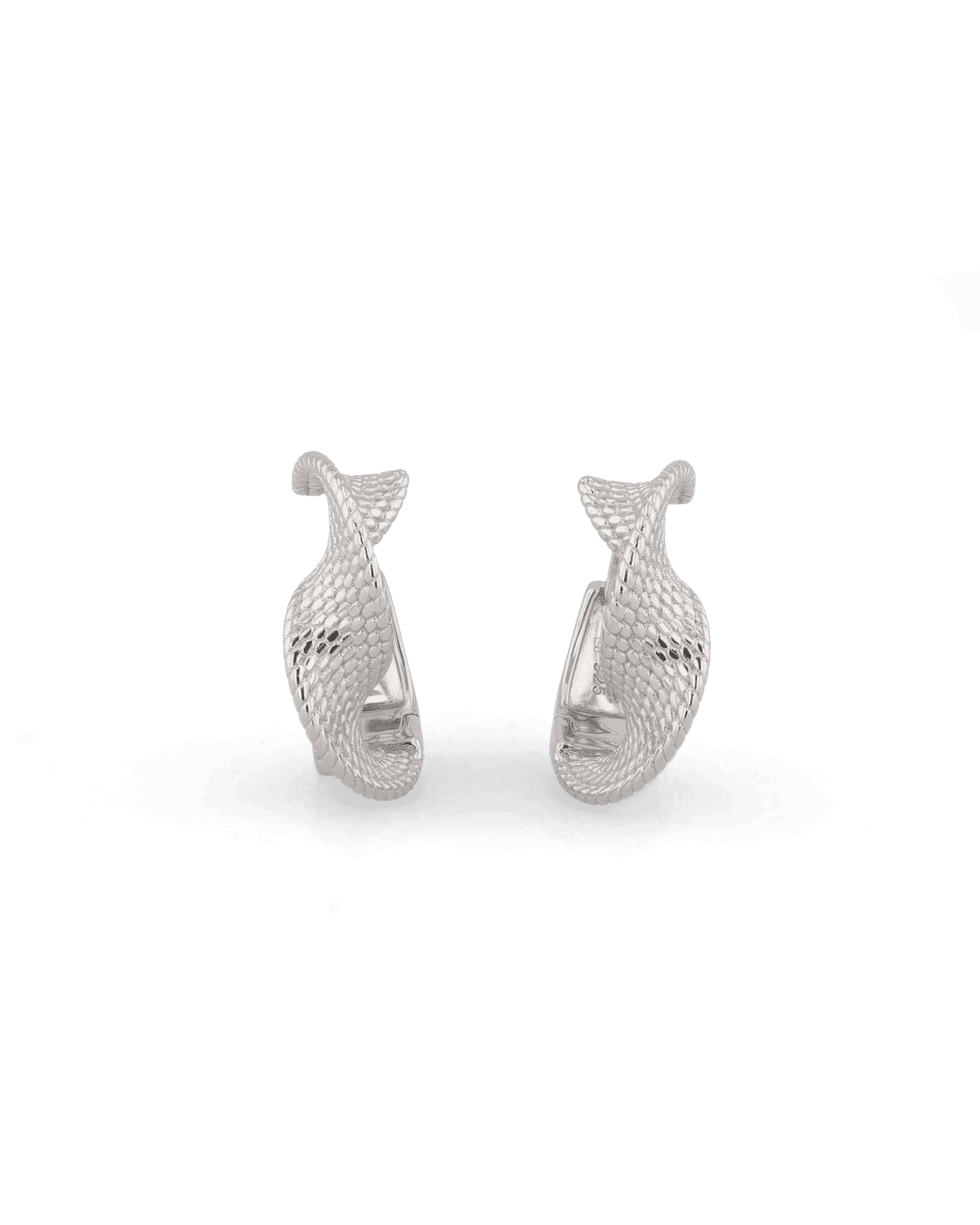 Disco Mesh Silver Hoop Earrings by LAVANA, Twisty mesh texture with polished shine