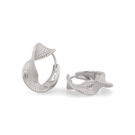 Disco Mesh Silver Hoop Earrings by LAVANA, Twisty mesh texture with polished shine
