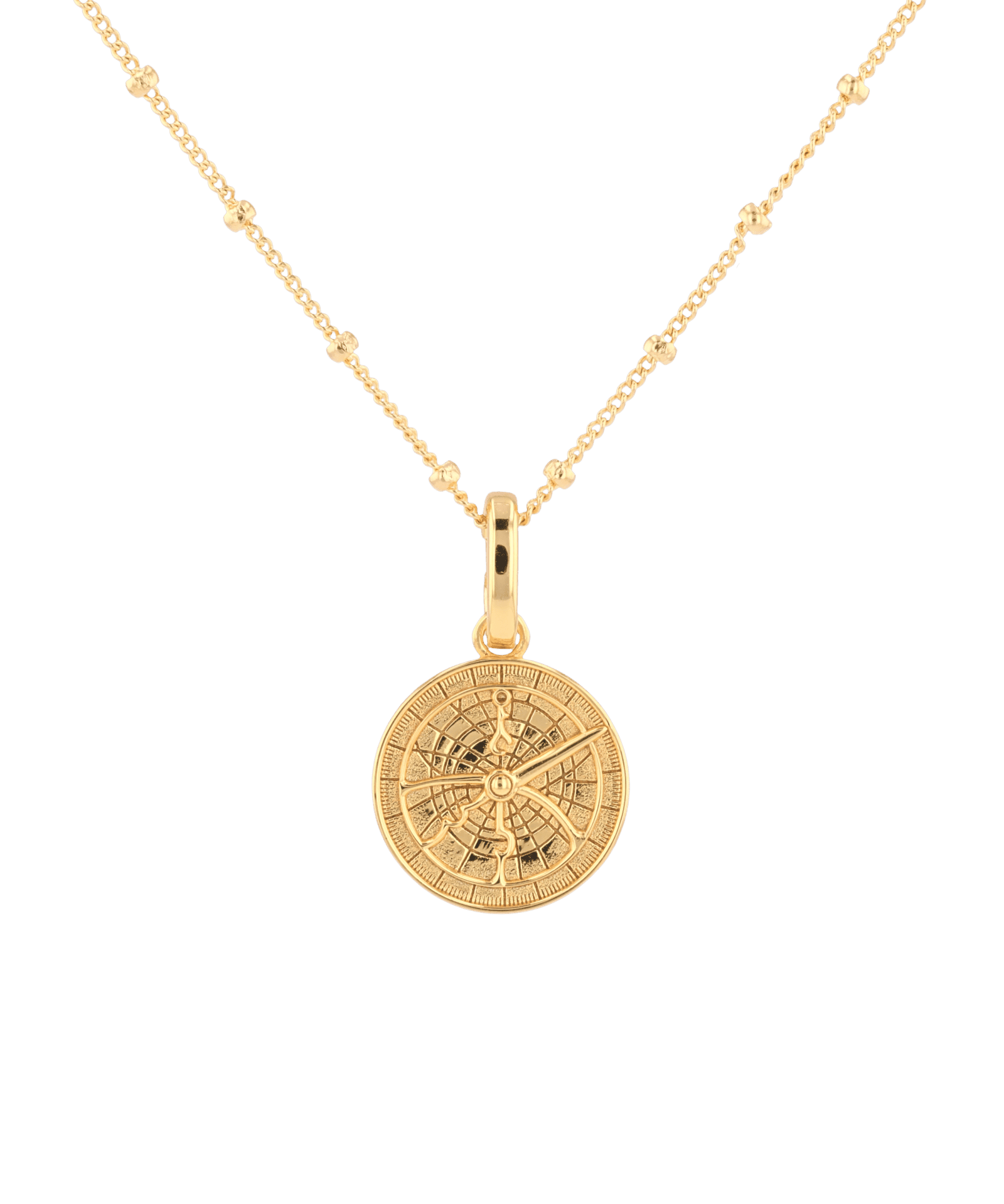 Discovery Compass Pendant by Lavana in 18k gold plated sterling silver on coin disc
