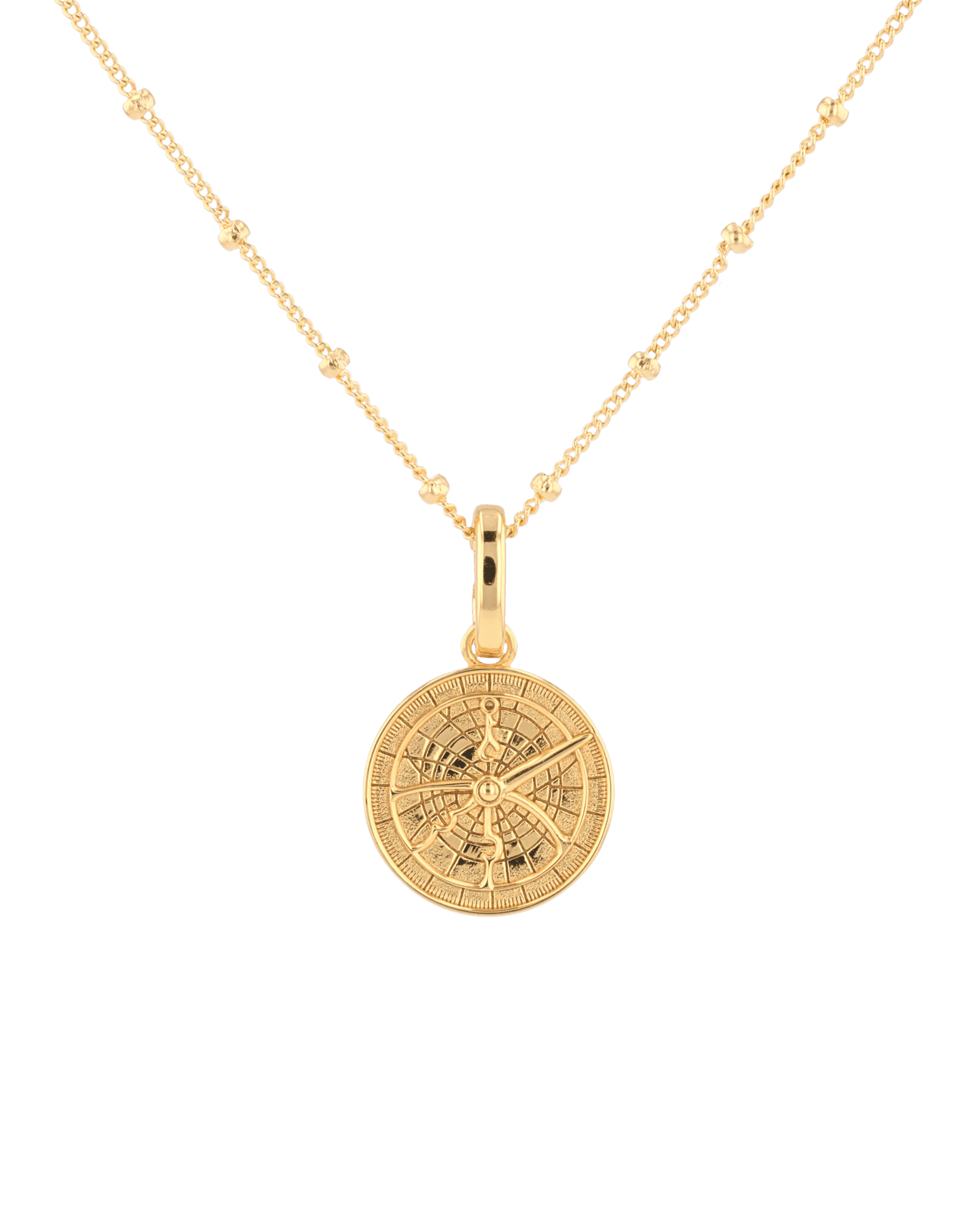 Discovery Compass Pendant by Lavana in 18k gold plated sterling silver on coin disc
