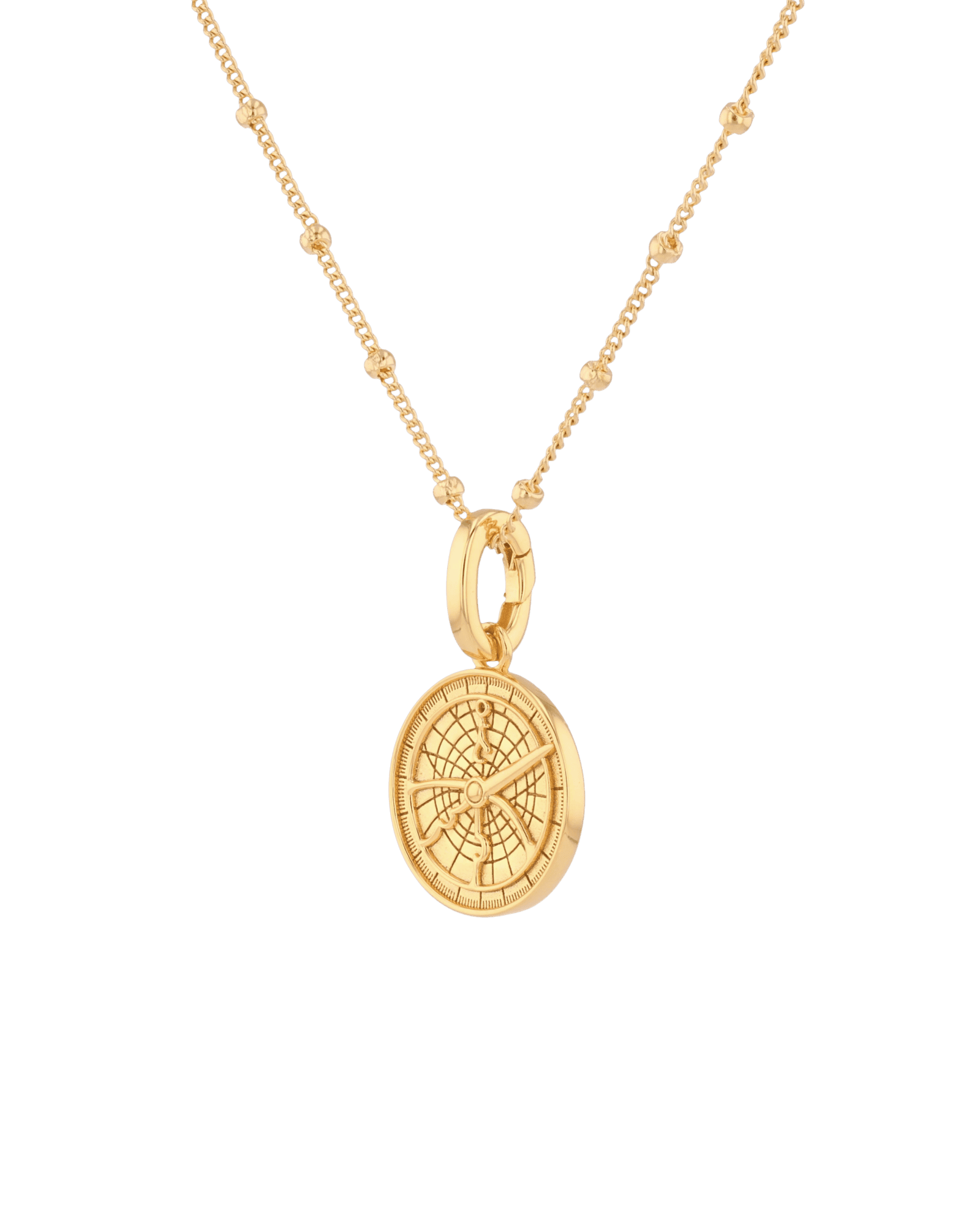 Discovery Compass Pendant by Lavana in 18k gold plated sterling silver on coin disc