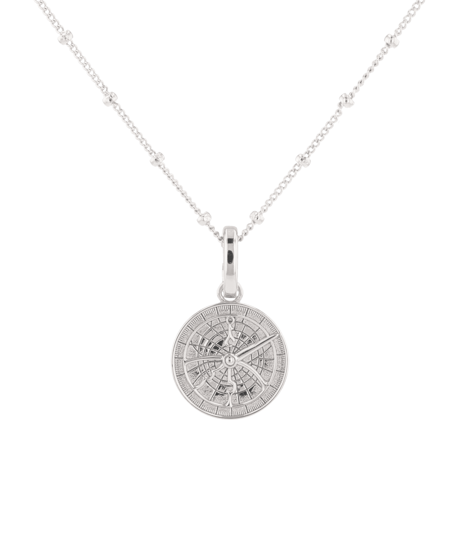 Discovery Compass Pendant by Lavana in polished sterling silver on coin disc