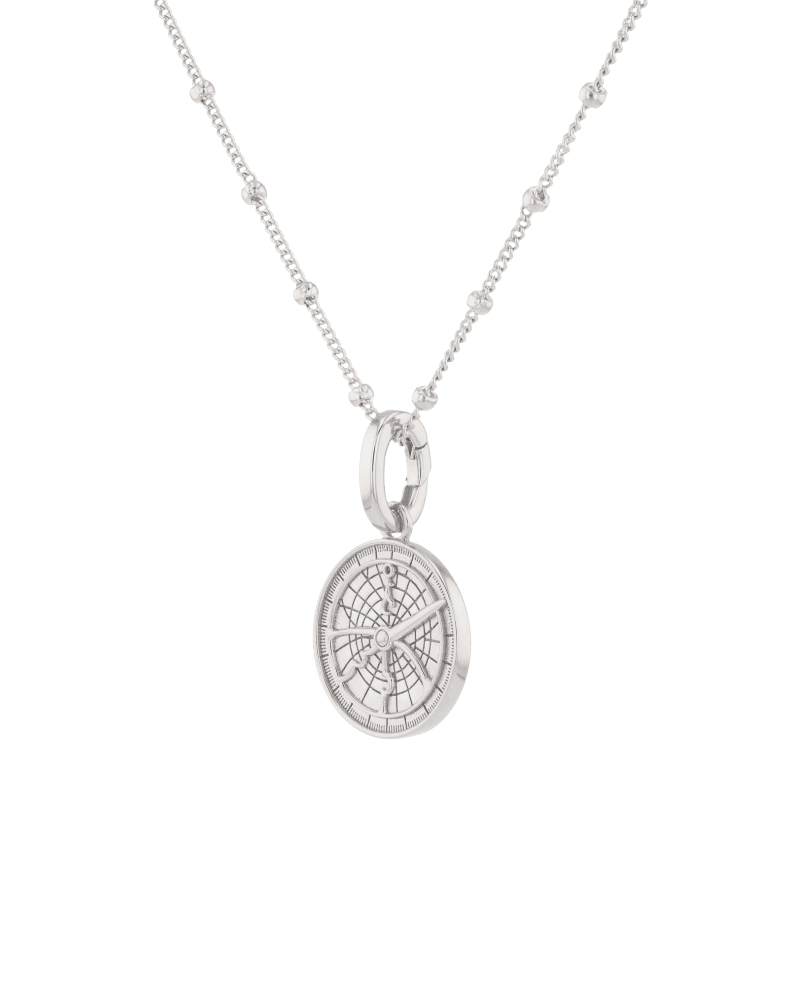 Discovery Compass Pendant by Lavana in polished sterling silver on coin disc
