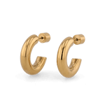 Dome Hoop Gold Huggie Earrings by LAVANA, with polished dome profile and close fit