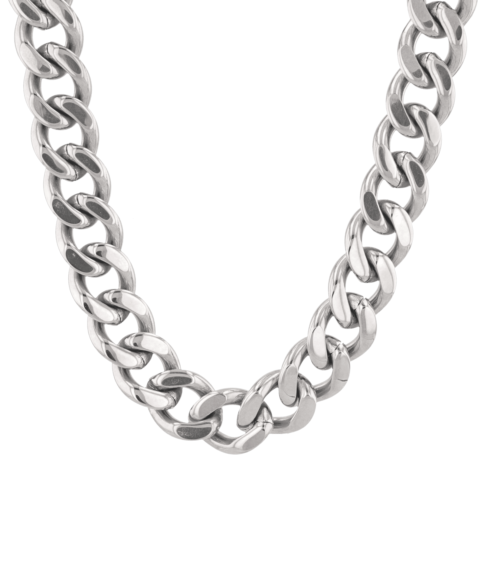 Downtown Cuban Silver Chain Necklace by Lavana, chunky polished Cuban links