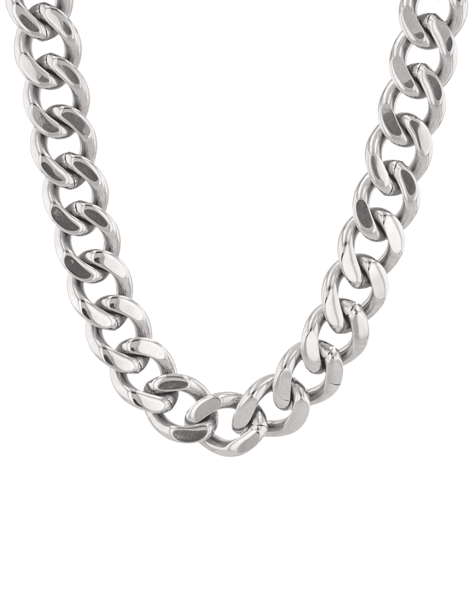 Downtown Cuban Silver Chain Necklace by Lavana, chunky polished Cuban links