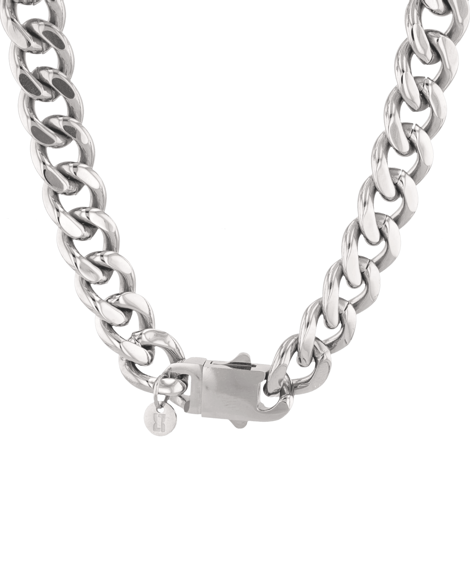 Downtown Cuban Silver Chain Necklace by Lavana, chunky polished Cuban links