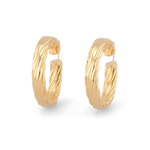 Drift Gold Hoop Earrings by Lavana, wide polished hoops with deep groove texture