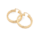 Drift Gold Hoop Earrings by Lavana, wide polished hoops with deep groove texture