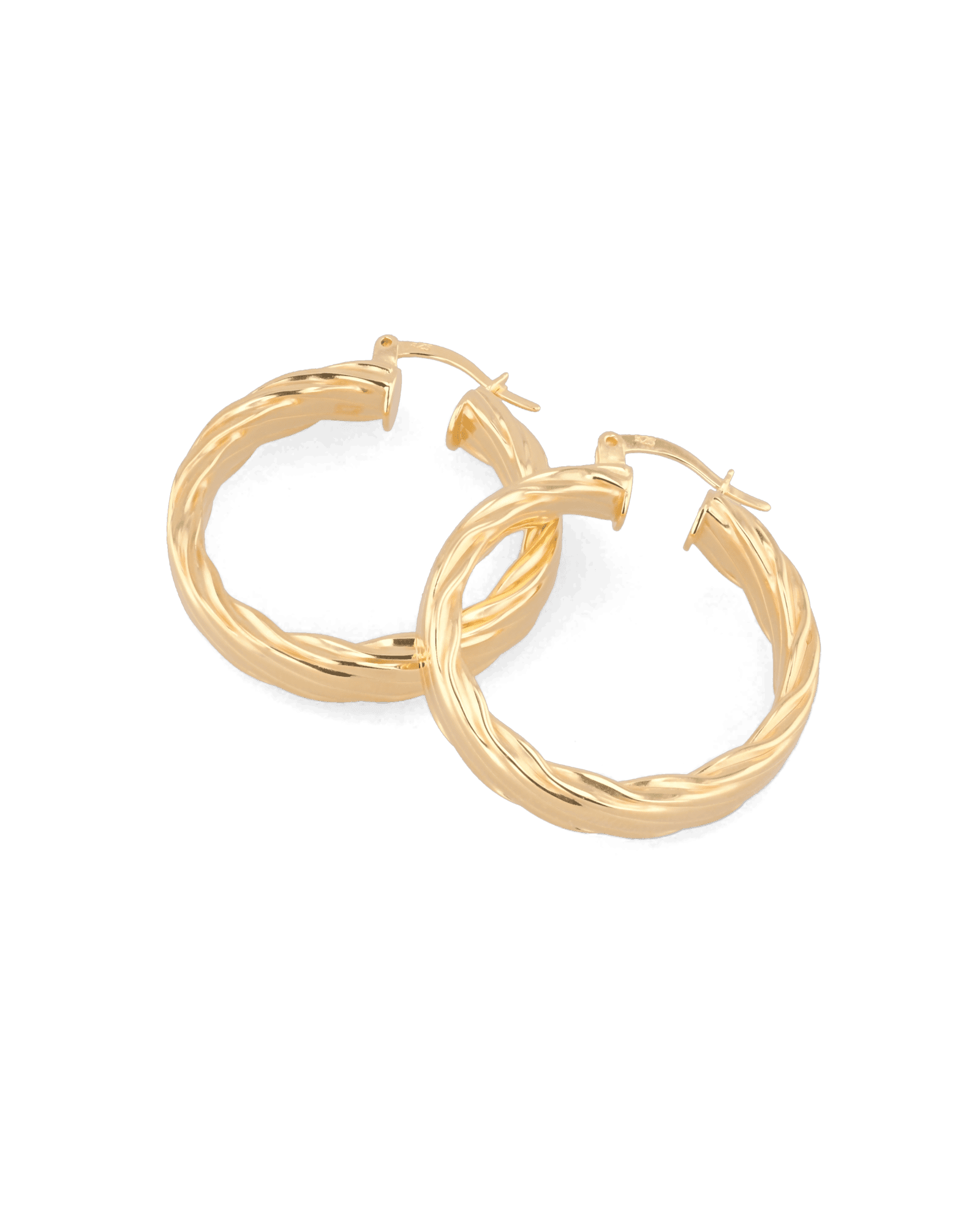 Drift Gold Hoop Earrings by Lavana, wide polished hoops with deep groove texture