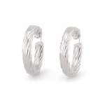 Drift Silver Hoop Earrings by Lavana, wide polished hoops with deep groove texture