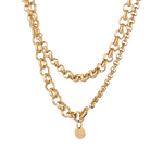 Echo Lariat Gold Chain Necklace by Lavana, graduated rolo chain with disc drop
