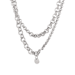 Echo Lariat Silver Chain Necklace by Lavana, graduated rolo chain with disc drop