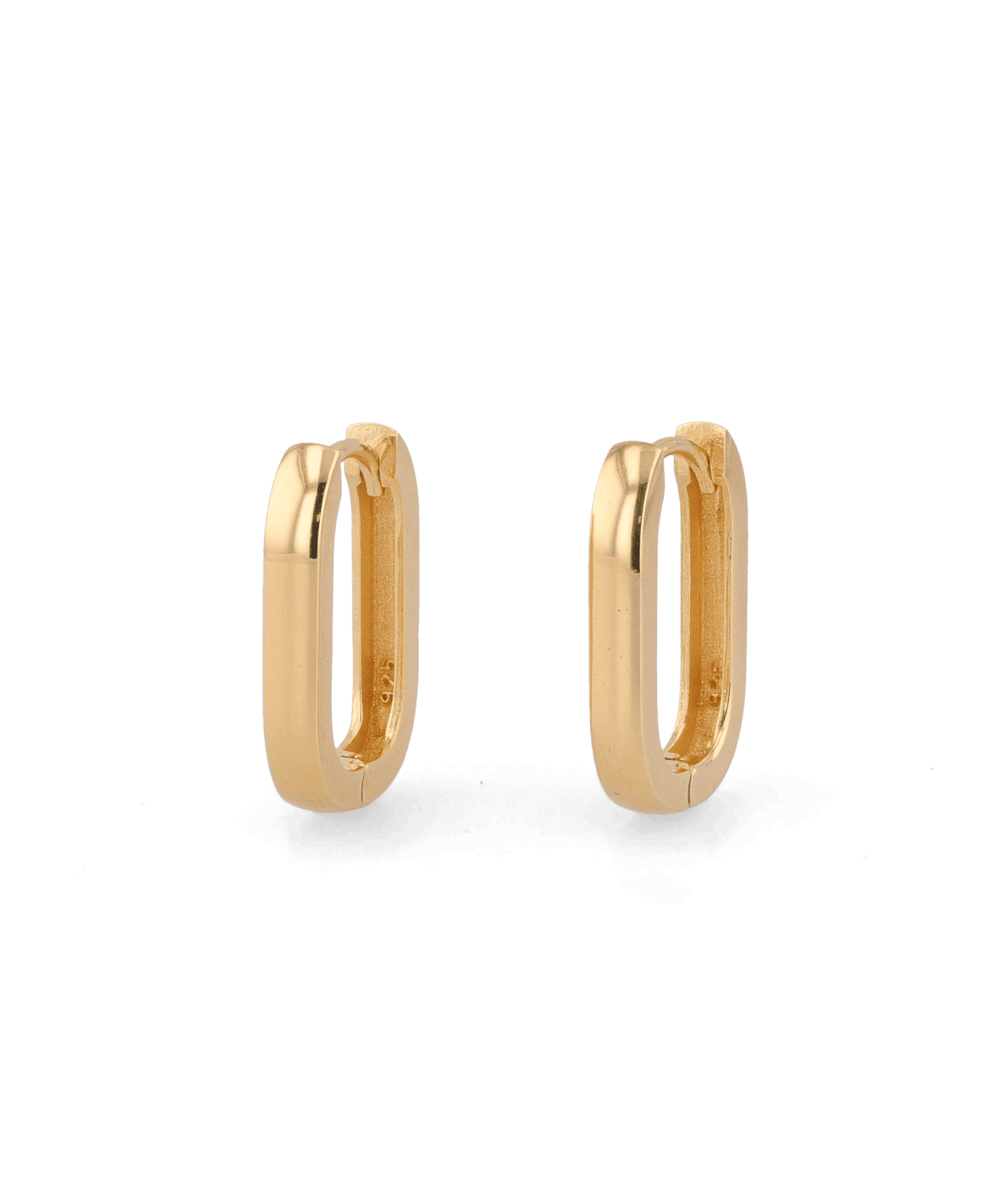 Ellipse Gold Hoop Earrings by LAVANA, slim oblong hinged hoops