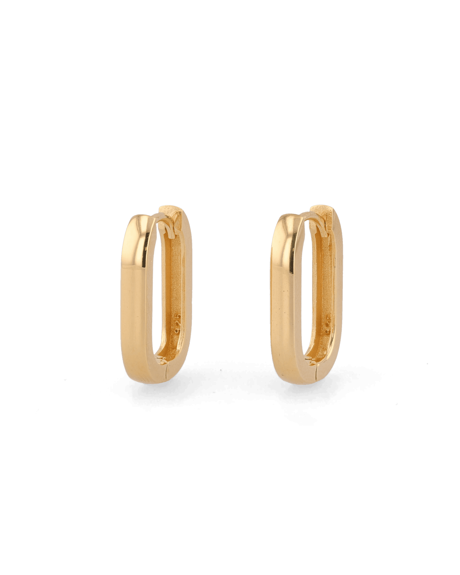 Ellipse Gold Hoop Earrings by LAVANA, slim oblong hinged hoops