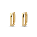 Ellipse Gold Hoop Earrings by LAVANA, slim oblong hinged hoops