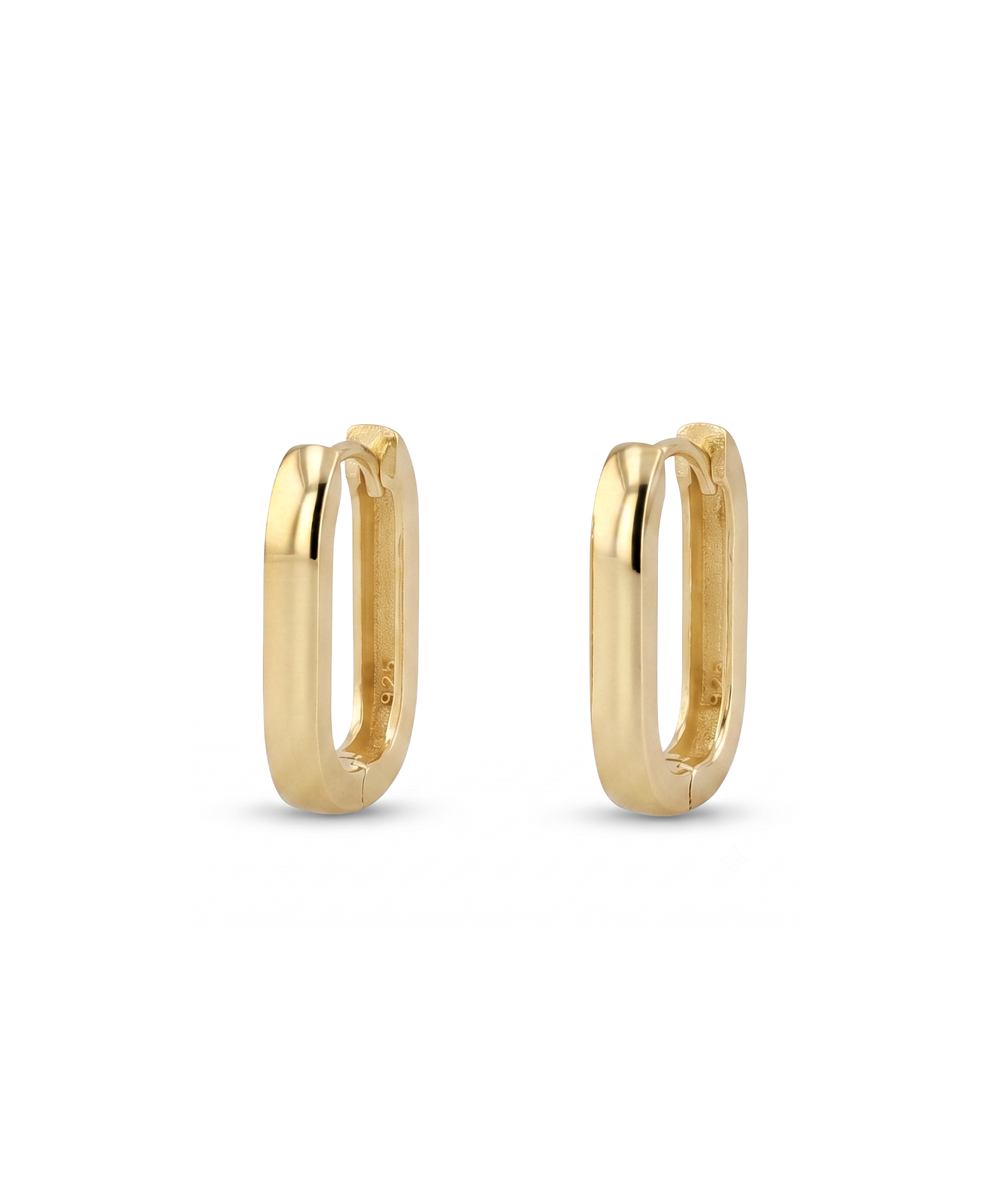 Ellipse Gold Hoop Earrings by LAVANA, slim oblong hinged hoops
