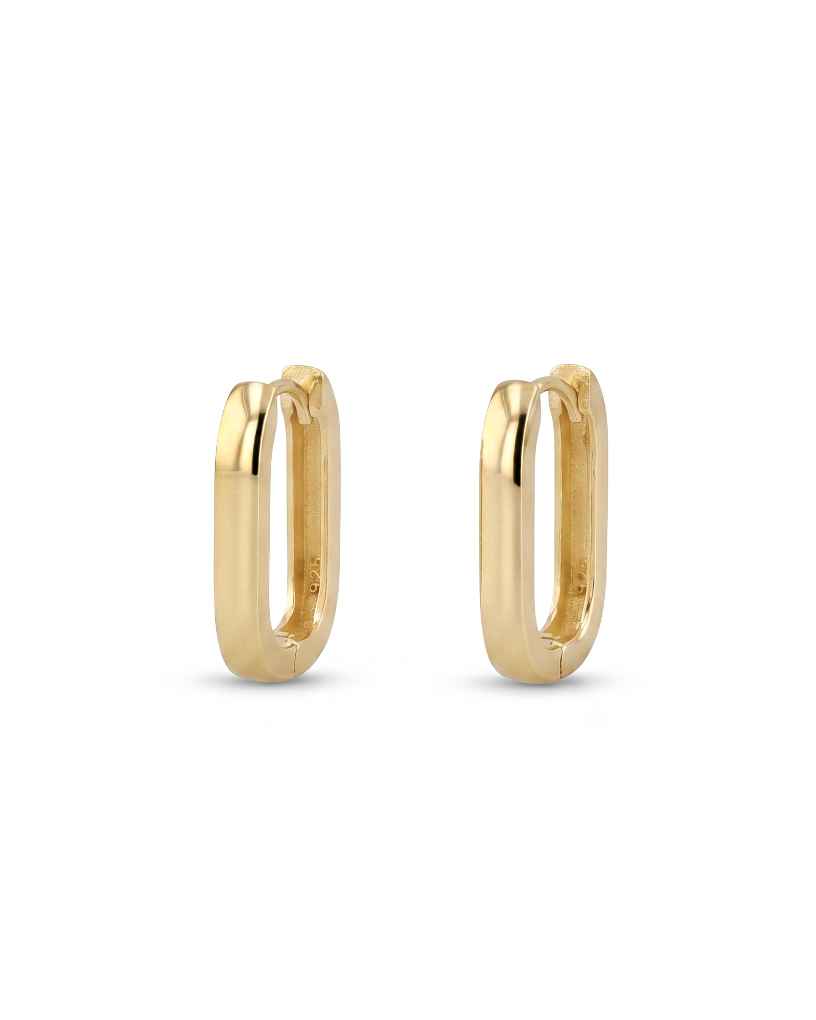 Ellipse Gold Hoop Earrings by LAVANA, slim oblong hinged hoops
