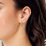 Ellipse Gold Hoop Earrings by Lavana on model slim oblong hinged hoops