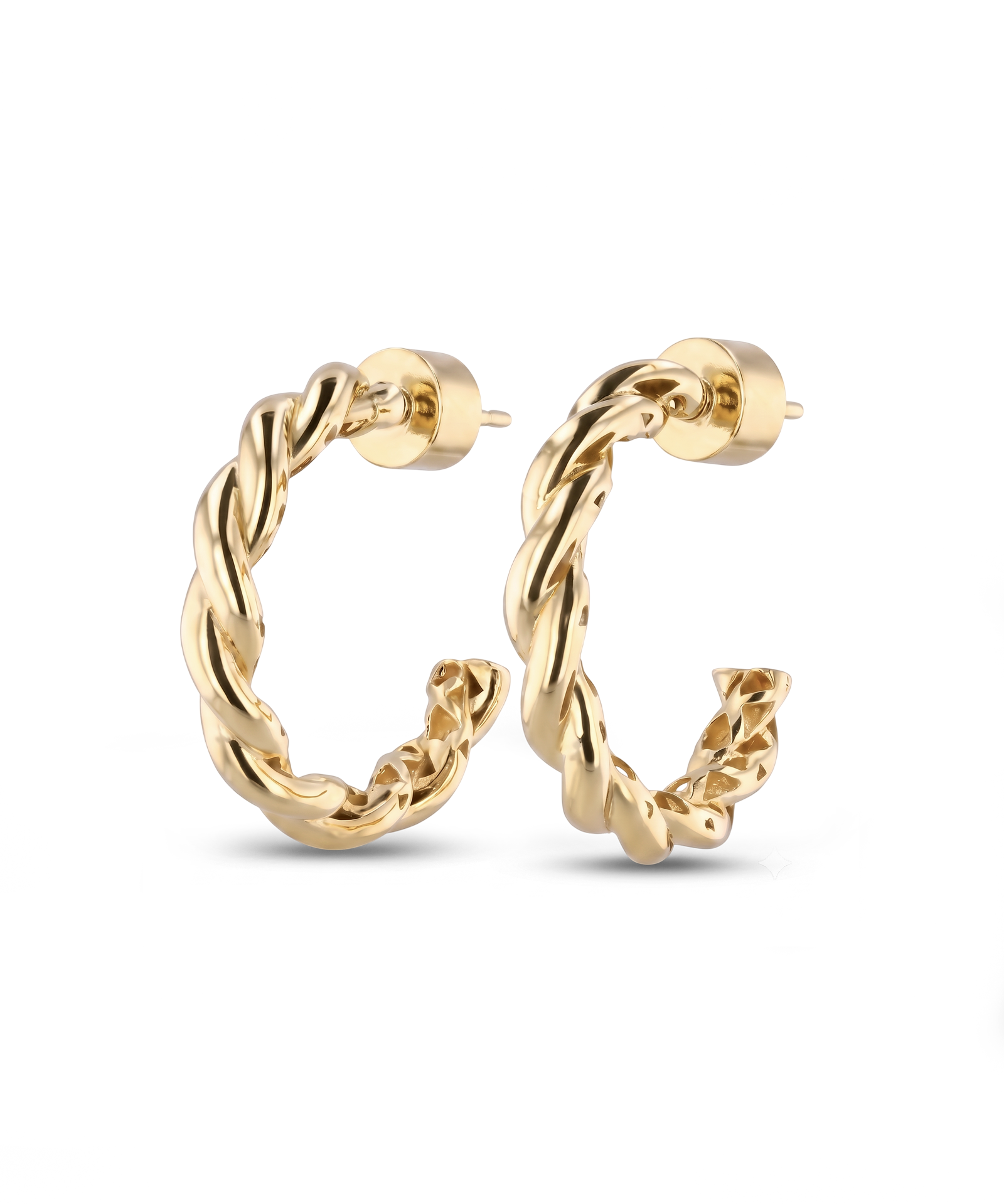Entwine Gold Hoop Earrings by Lavana, open hoop with twisted rope detail 1