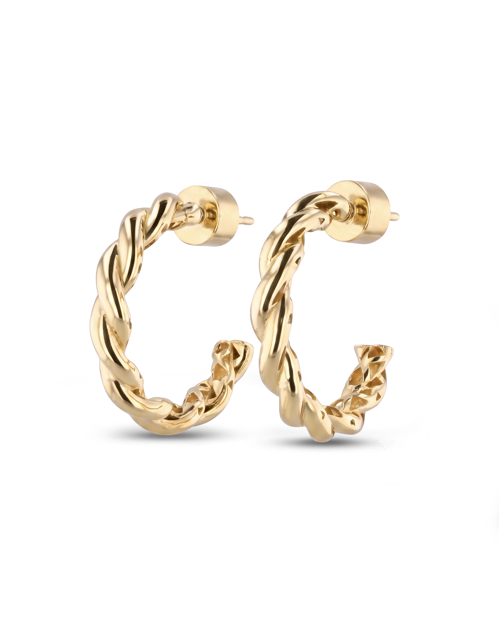 Entwine Gold Hoop Earrings by Lavana, open hoop with twisted rope detail 1