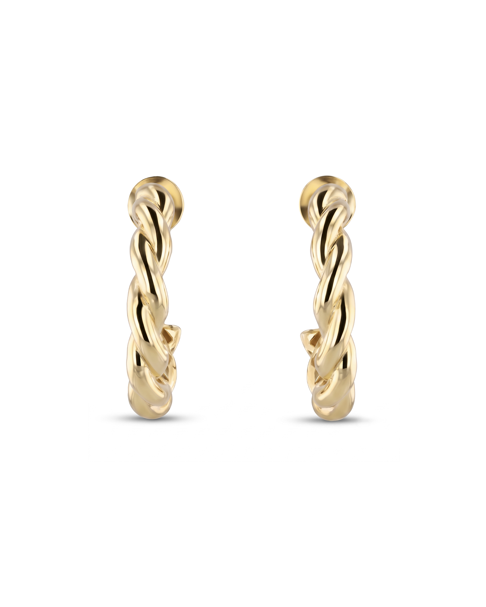 Entwine Gold Hoop Earrings by Lavana, open hoop with twisted rope detail 2