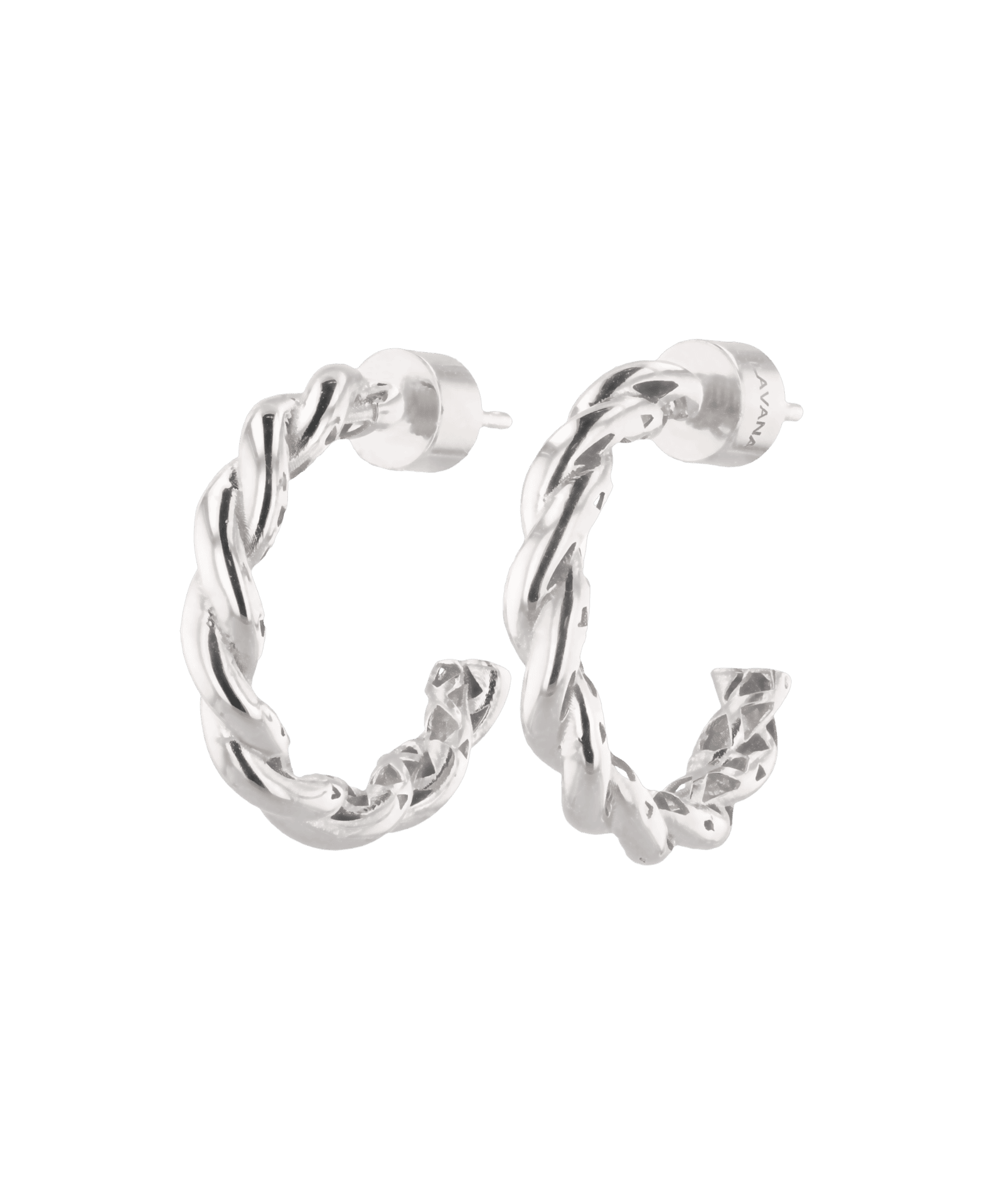 Entwine Silver Hoop Earrings by Lavana, open hoop with twisted rope design