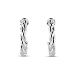 Entwine Silver Hoop Earrings by Lavana, open hoop with twisted rope design 2