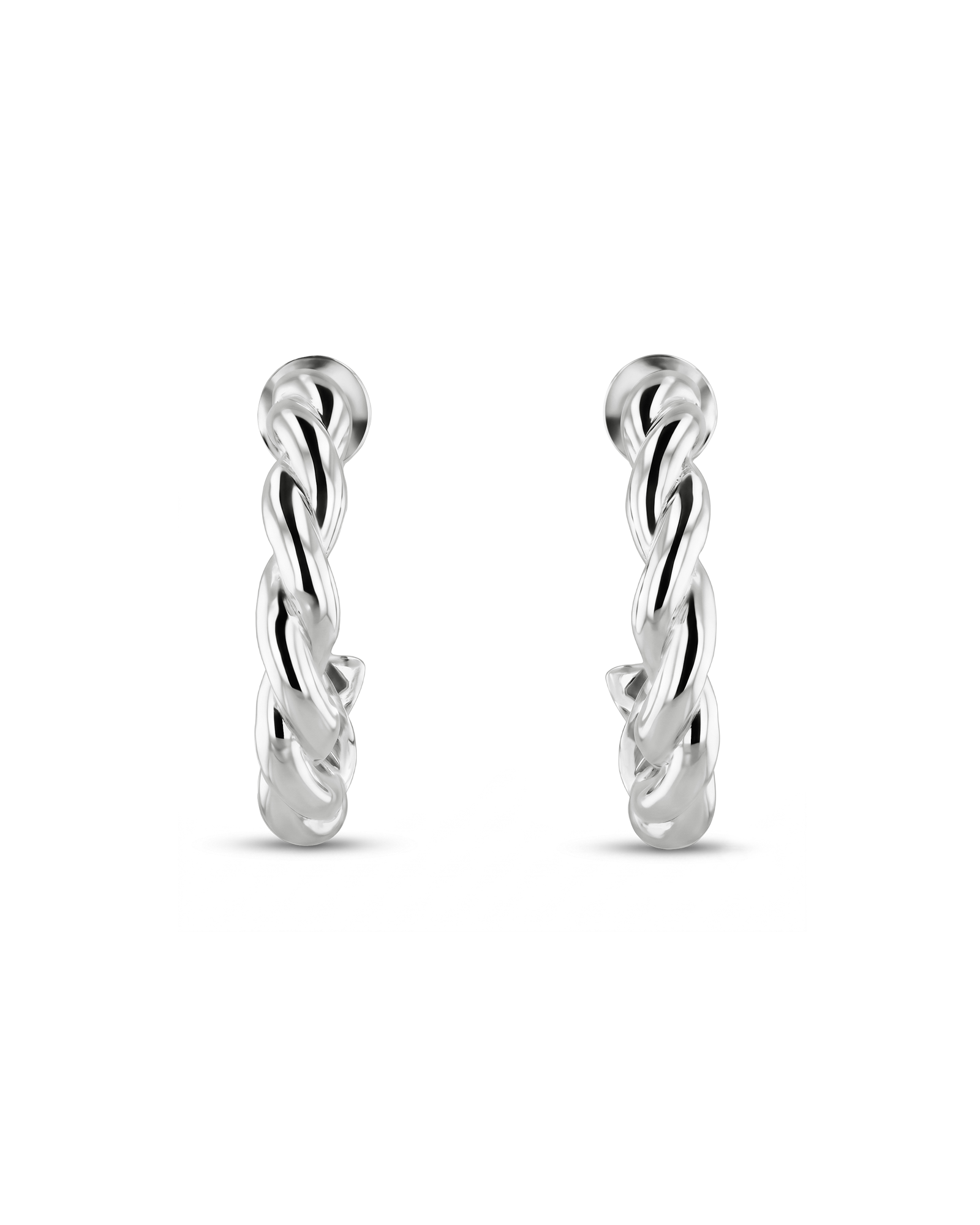 Entwine Silver Hoop Earrings by Lavana, open hoop with twisted rope design 2