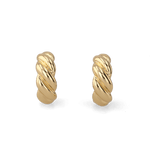 Eve Twist Gold Hoop Earrings by LAVANA, compact huggie hoop with intertwined twist