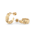 Eve Twist Gold Hoop Earrings by LAVANA, compact huggie hoop with intertwined twist