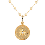 Exploration Compass Diamond Pendant by Lavana in 18k gold plated sterling silver with centre diamond