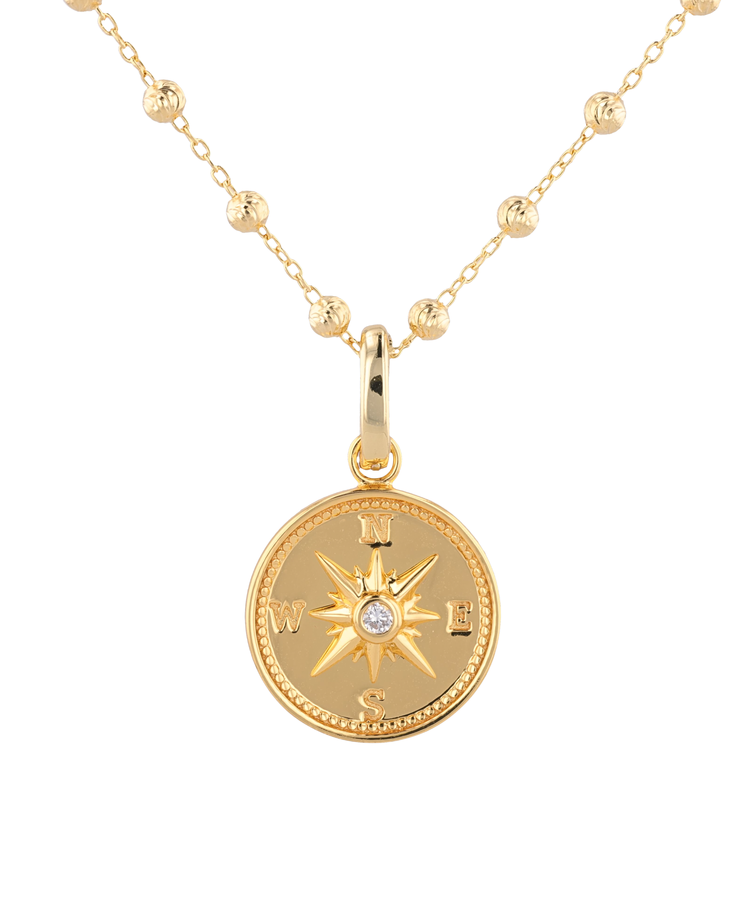 Exploration Compass Diamond Pendant by Lavana in 18k gold plated sterling silver with centre diamond