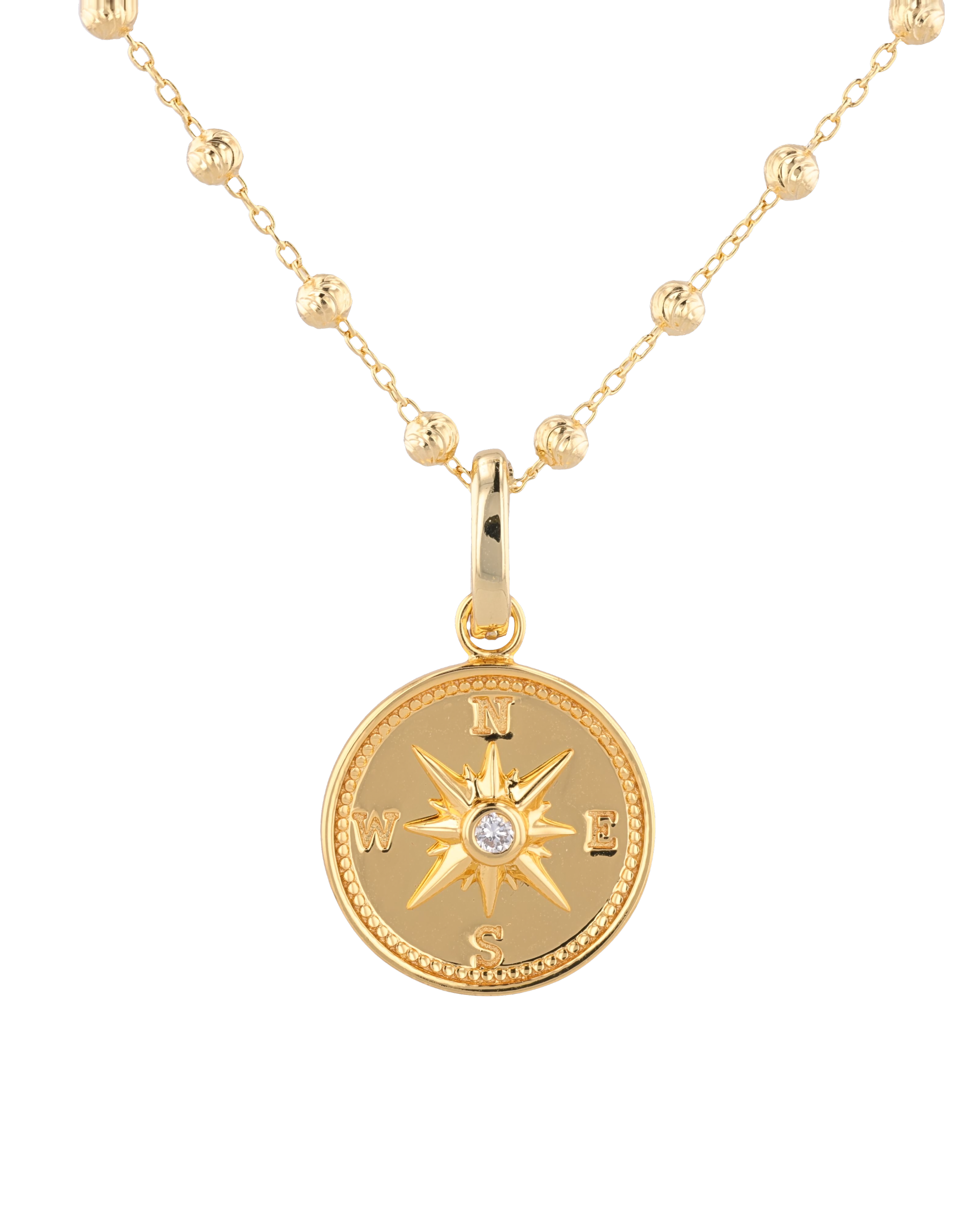 Exploration Compass Diamond Pendant by Lavana in 18k gold plated sterling silver with centre diamond