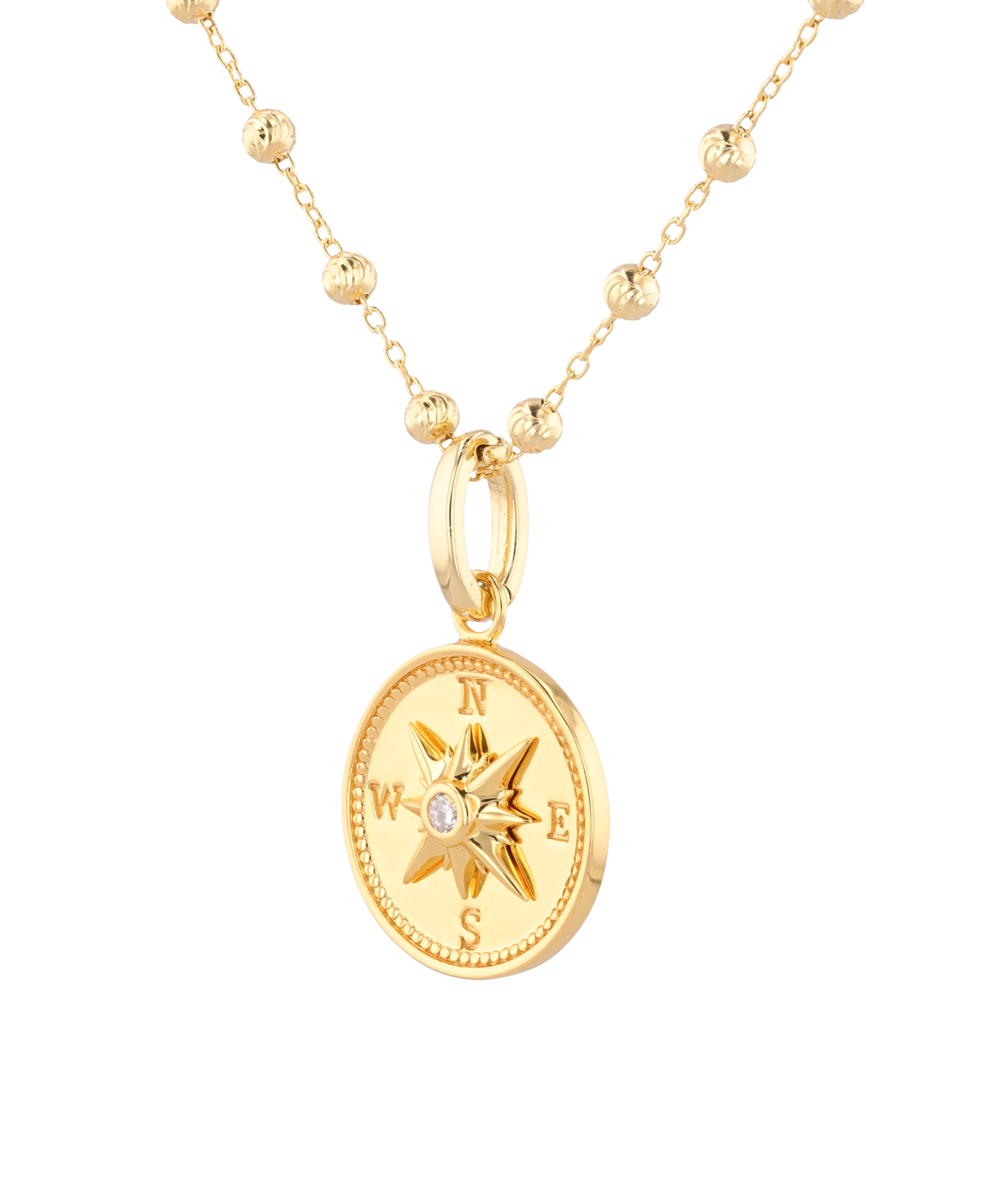 Exploration Compass Diamond Pendant by Lavana in 18k gold plated sterling silver with centre diamond
