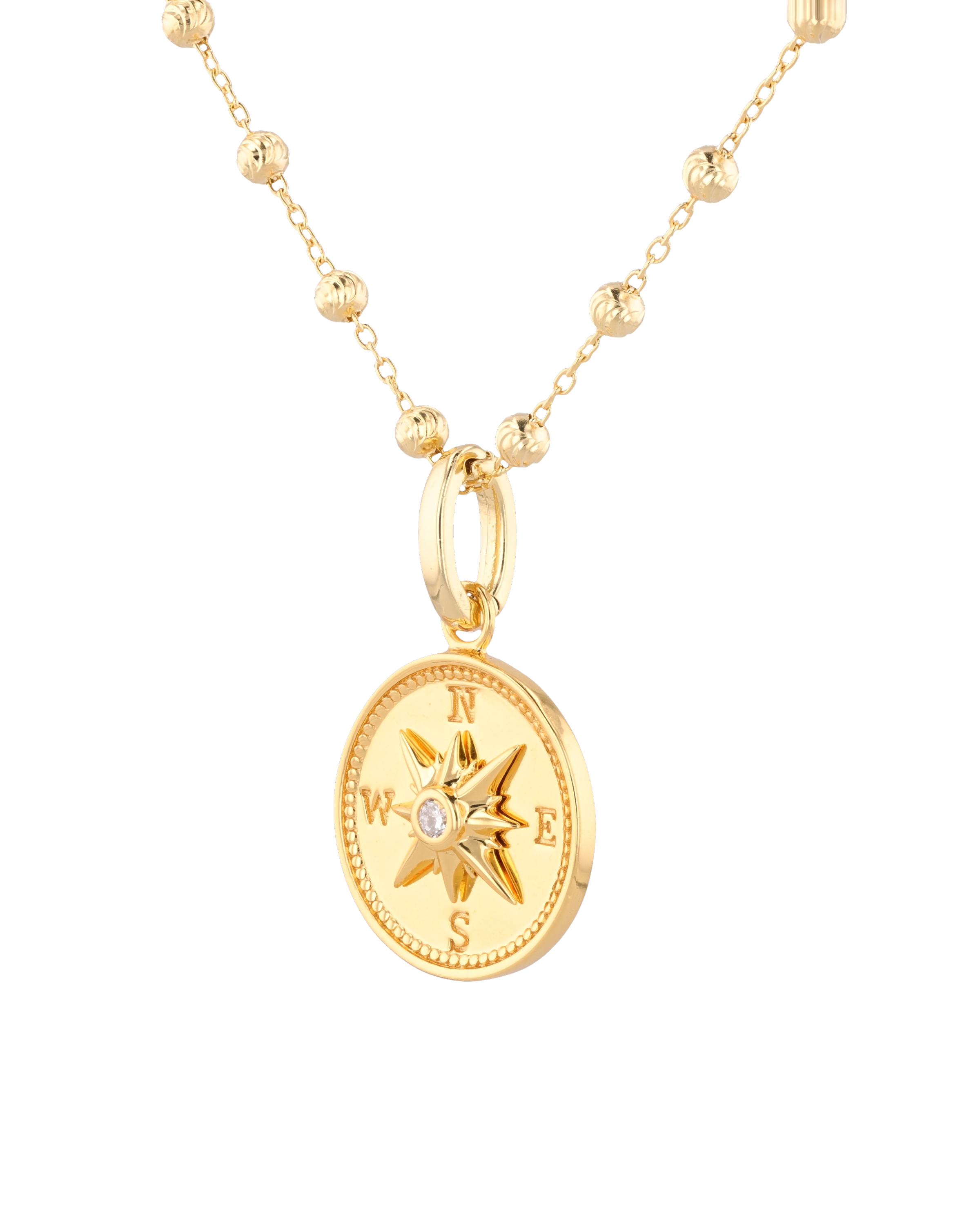 Exploration Compass Diamond Pendant by Lavana in 18k gold plated sterling silver with centre diamond