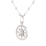 Exploration Compass Diamond Pendant by Lavana in rhodium plated sterling silver with centre diamond