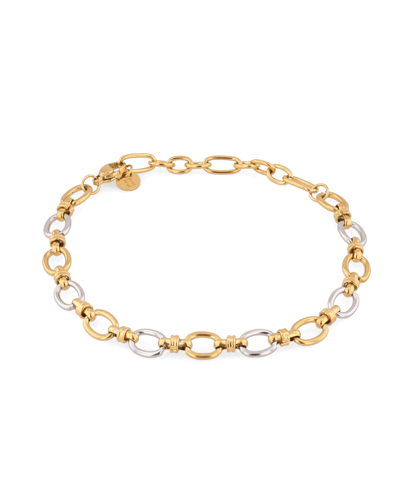 Fia Two Tone Link Bracelet by Lavana, alternating gold and silver oval links - 1