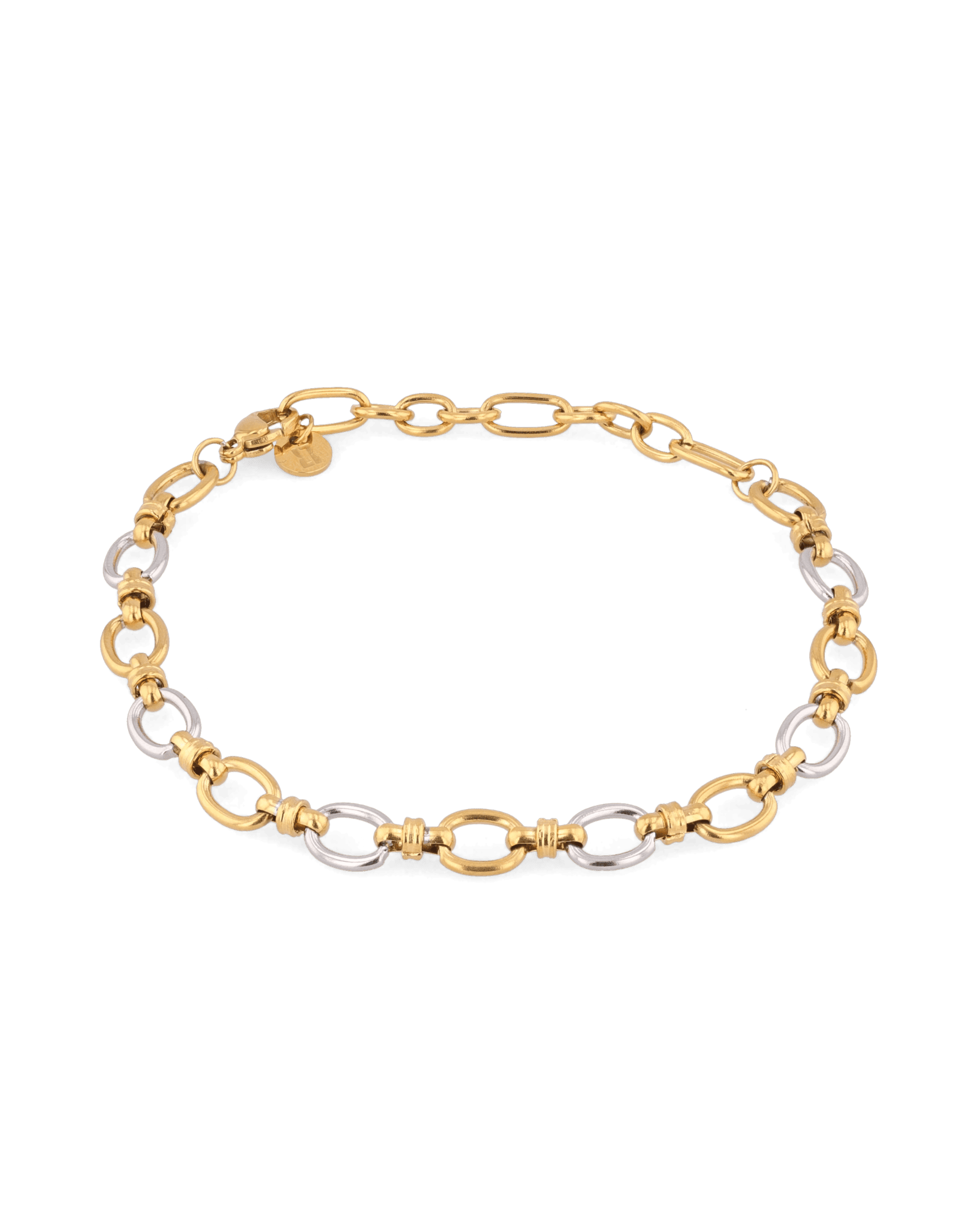 Fia Two Tone Link Bracelet by Lavana, alternating gold and silver oval links - 1