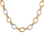 Fia Two-Tone Link Necklace by Lavana, with alternating gold and silver links, front view