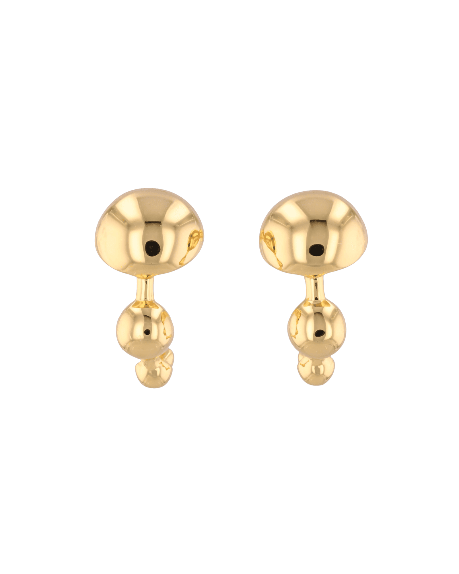 Floating Pebble Gold Huggie Earrings by Lavana, polished pebble domes on bold huggie
