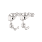 Floating Pebble Silver Huggie Earrings by Lavana, smooth pebble domes with cool gloss