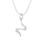 Fluid Silver Pendant by Lavana, with sculptural wave silhouette angle - 2