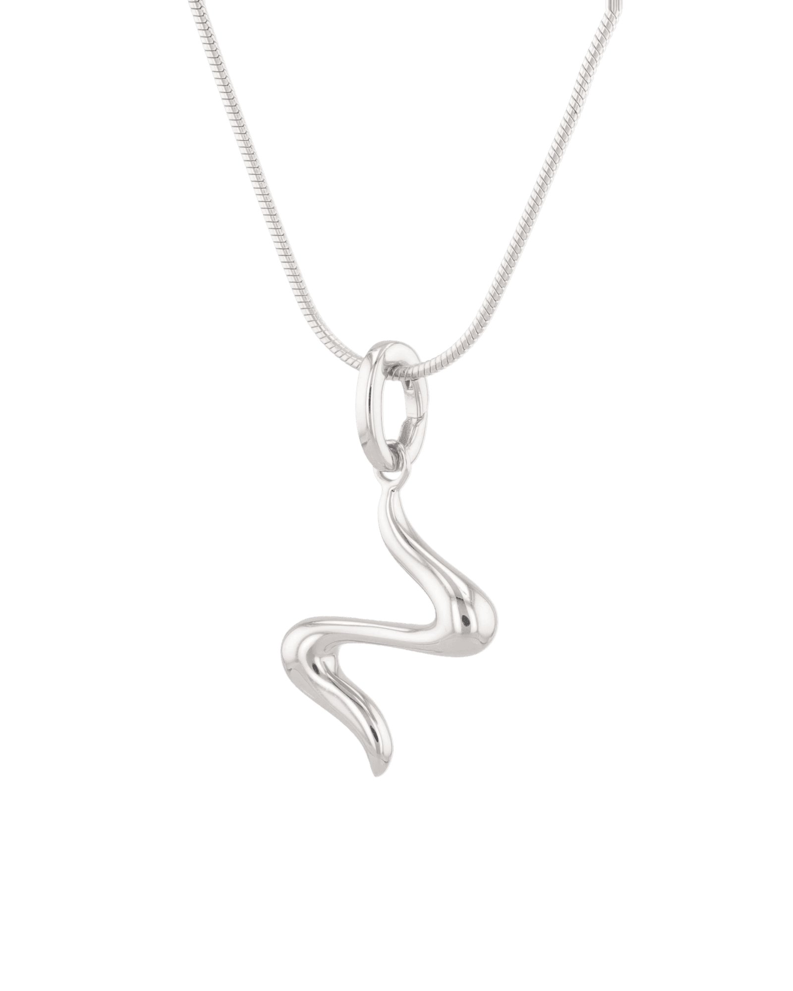 Fluid Silver Pendant by Lavana, with sculptural wave silhouette angle - 2