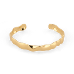 Fluidity Gold Cuff Bangle by Lavana, organic rippled open cuff - 1
